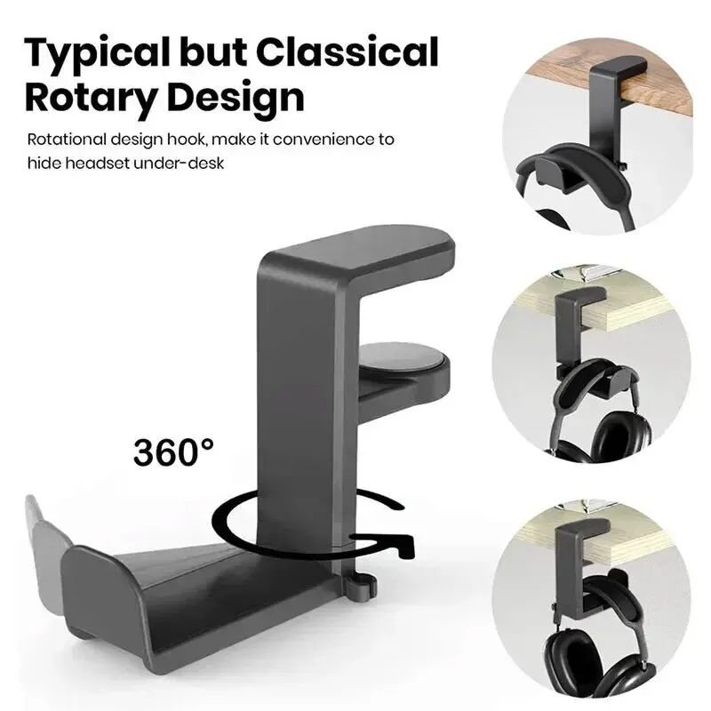 360 Rotating Clip On Headphone Holder white