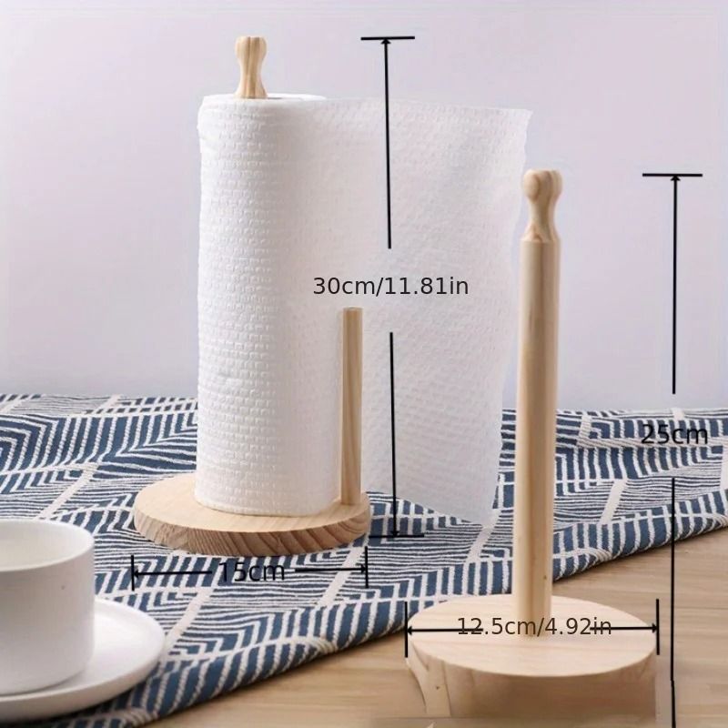 Wooden Paper Towel Holder Vertical Tissue Rack For Kitchen And Home large