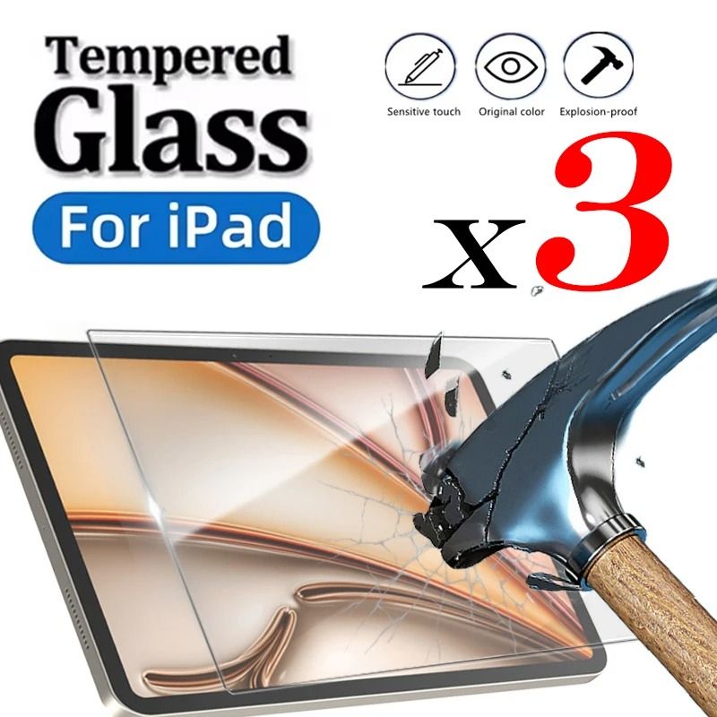 3 Piece High Definition Tempered Glass IPad Screen Protector Set air 5