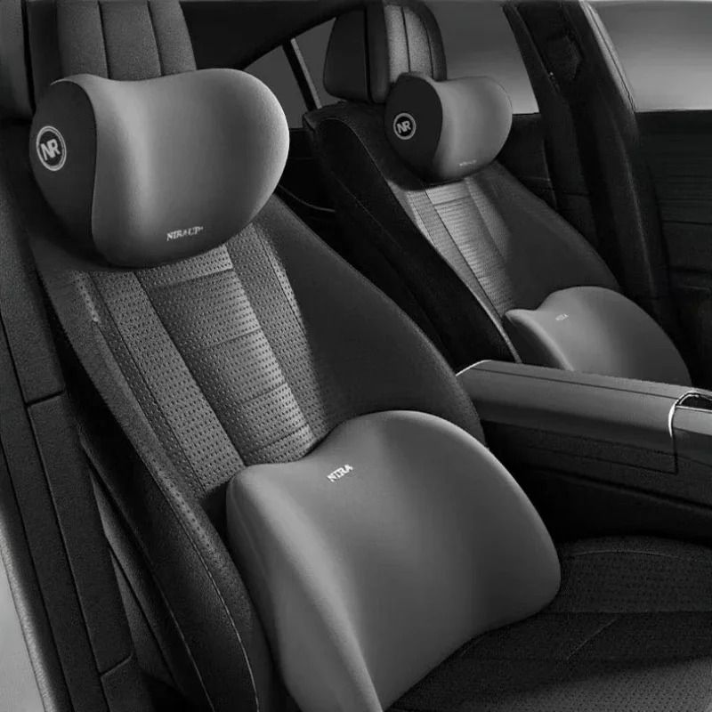 Car Memory Foam Neck Pillow And Lumbar Support Cushion For Comfortable Driving gray | Head Pillow