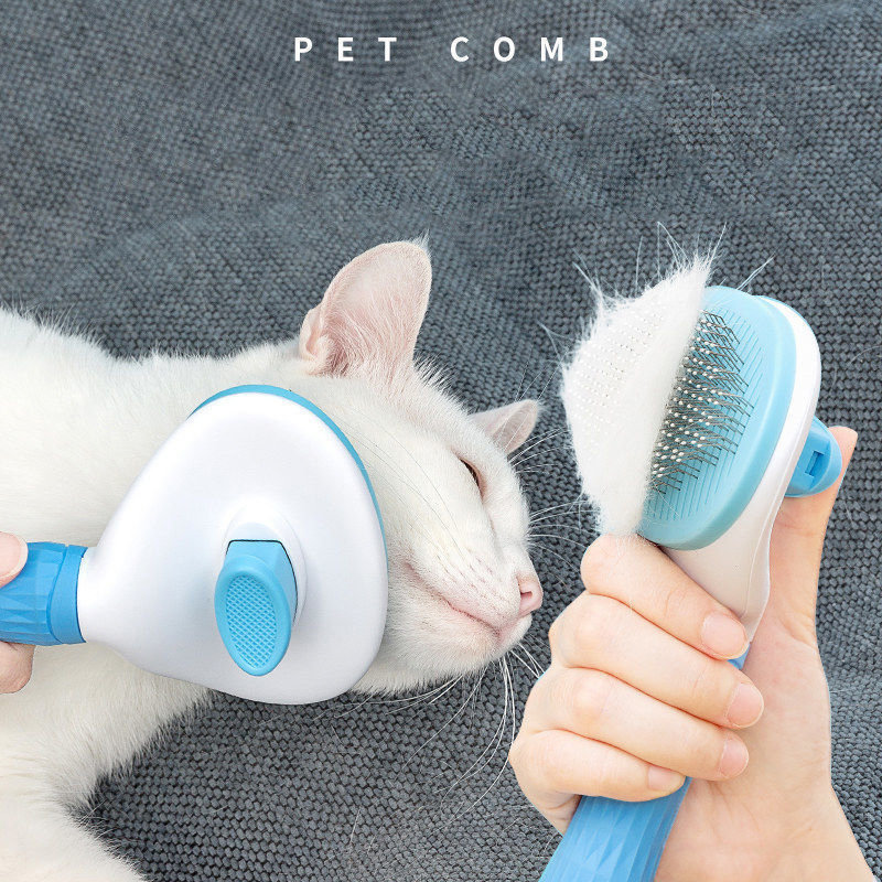Stainless Steel Pet Dog Hair Brush, Cat Comb Grooming Tool For Long Hair, Cleaning Pets Care Accessories blue