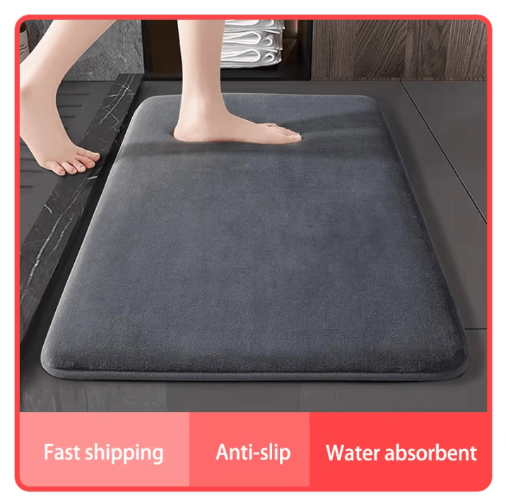 Super Absorbent Coral Velvet Floor & Bath Mat Anti Slip Waterproof Door & Bathroom Rug 01 White 24 63 In