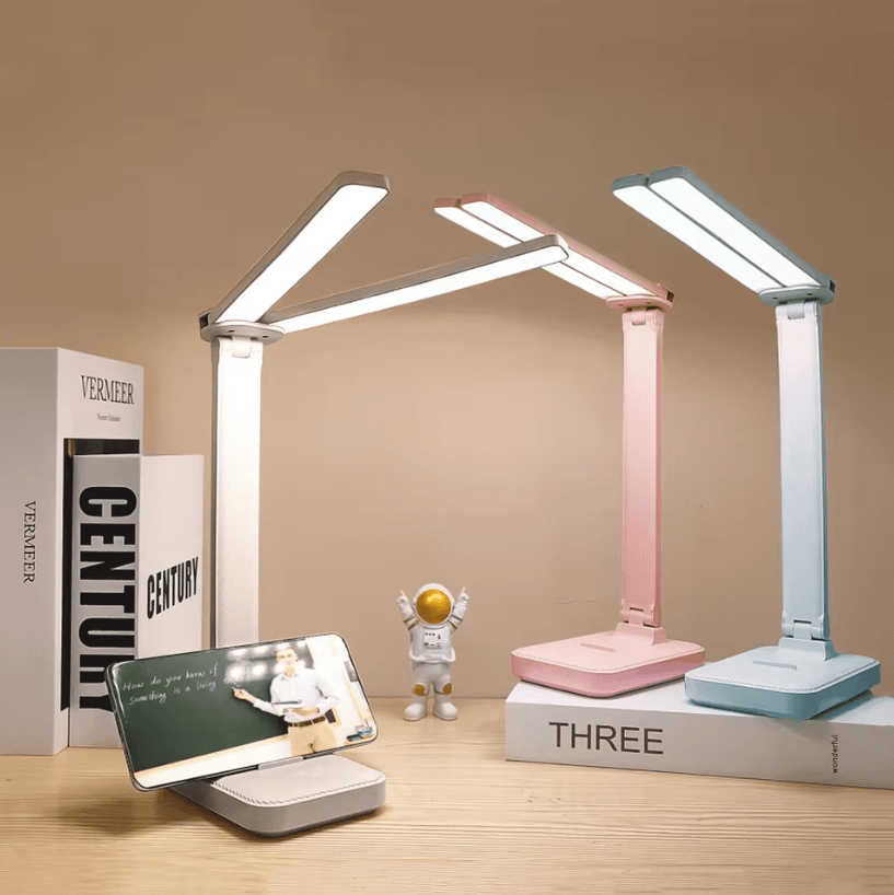 Foldable LED Desk Lamp USB Rechargeable Table Lamp With 3 Level Dimmable Foldable Touch Desk Light & Eye Protection white Rechargeable