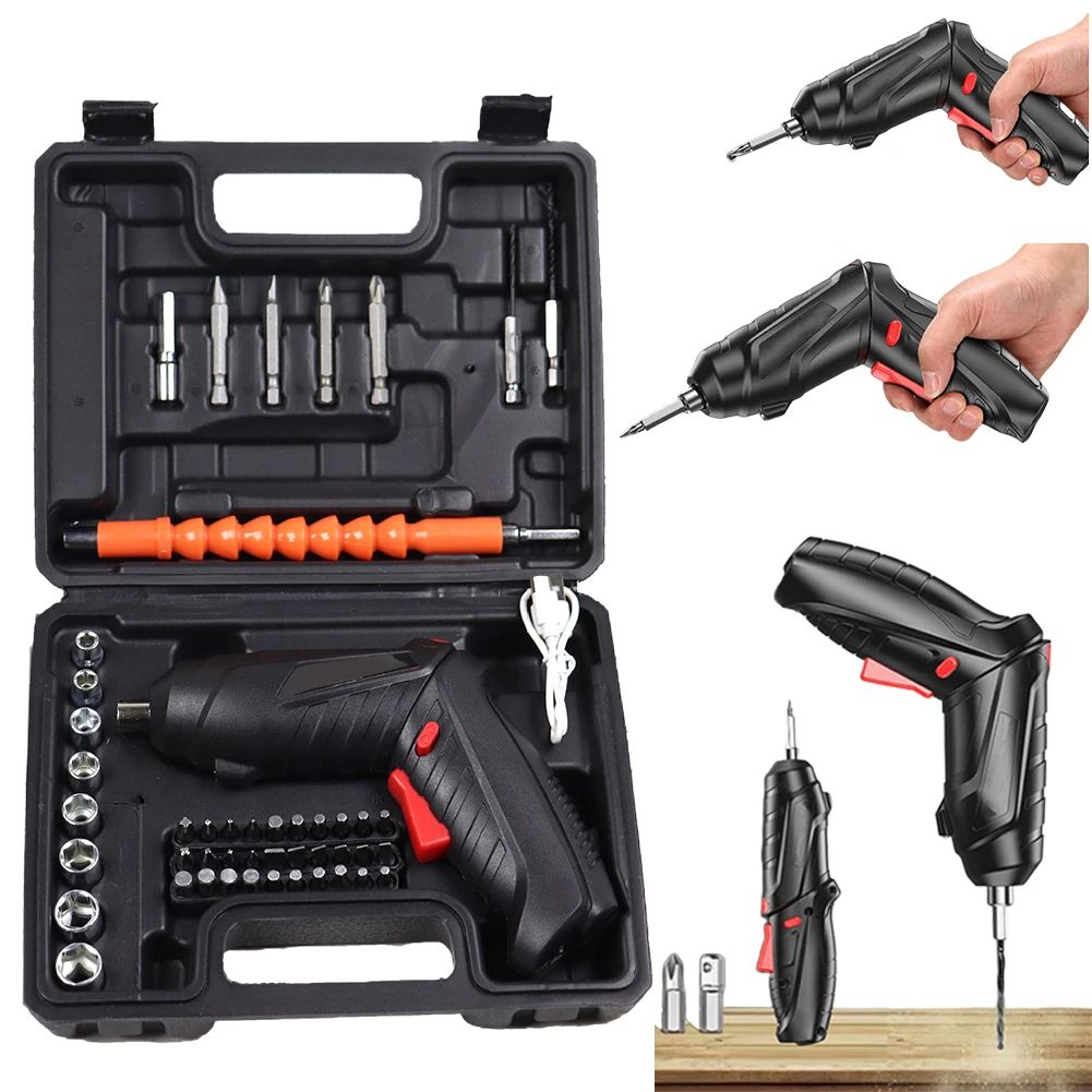 3.6V Cordless Electric Screwdriver Set | Rechargeable Rotatable Mini Drill Driver For Home Repairs & DIY Assembly 18 Pcs White