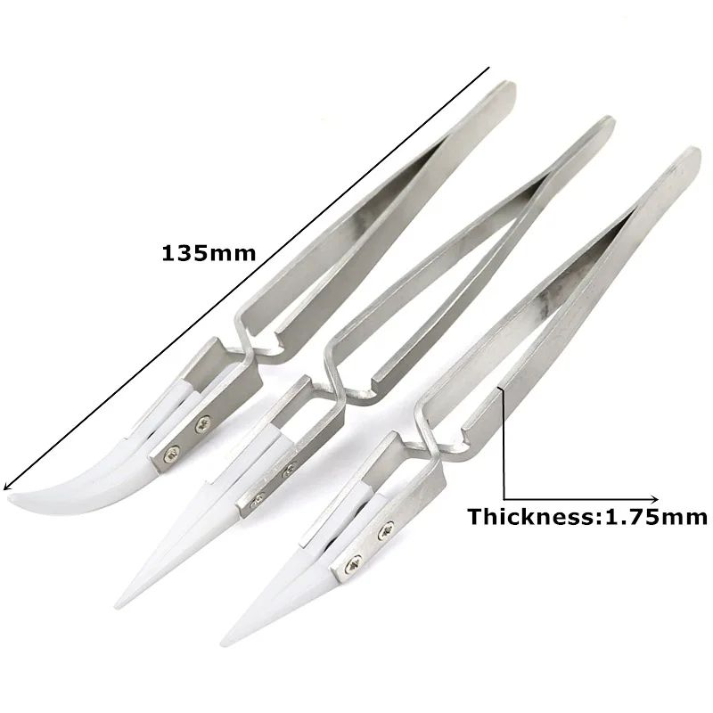 Precision Ceramic Tweezers For Electronics Anti Static Soldering Tweezers With Heat Resistant Tips tweezer Tip Type: 3pcs