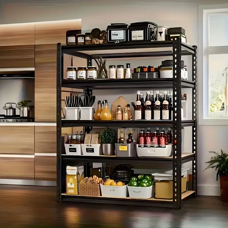 5 Tier Heavy Duty Shelving Unit 72x36x16in 2000lb Capacity Industrial Storage Rack In Matte Black 60.2"x28"x12"