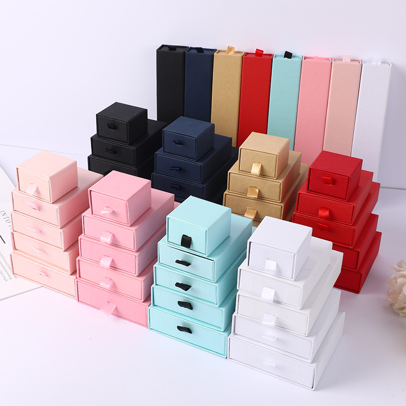 Jewelry Organizer Box, Black Ring Necklace Earring Display, Bracelet Storage Boxes, Packing And Packaging Set wine Red 3.54 X 3.54 X 1.26