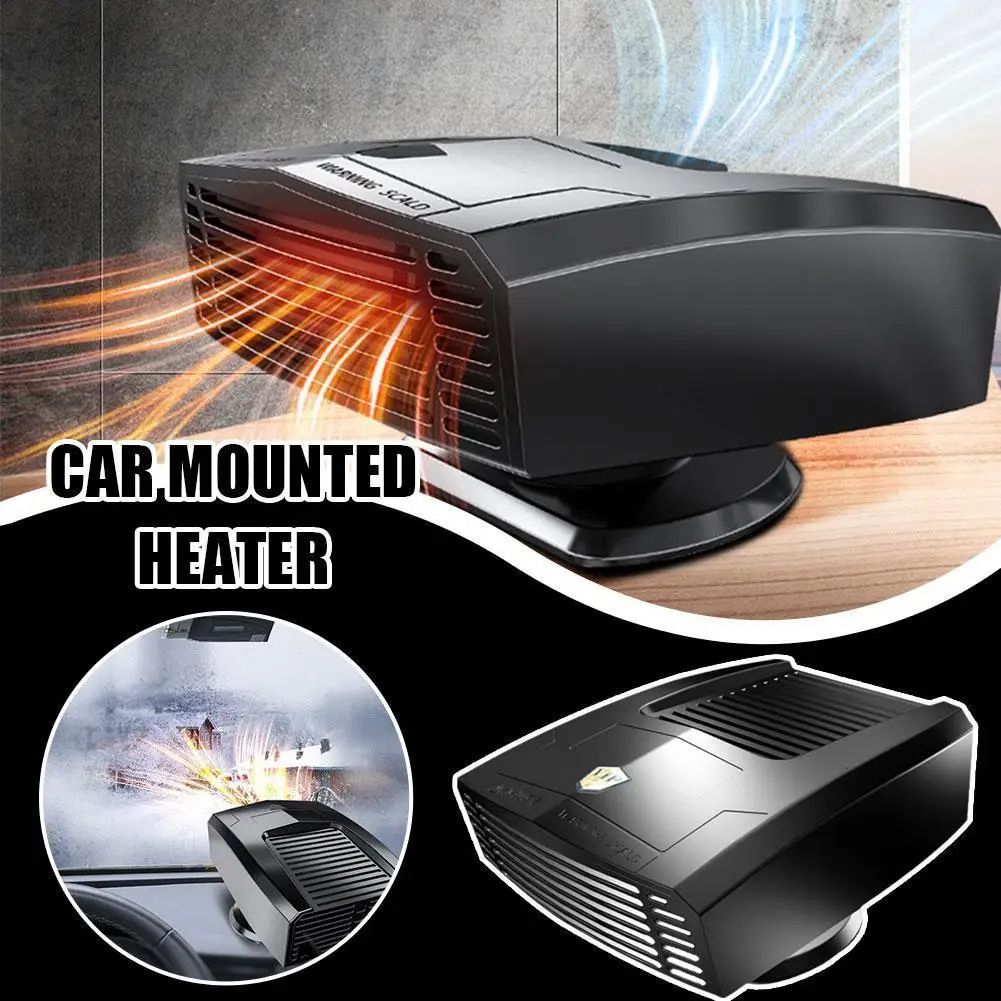 12V Car Heater Defroster 2 in 1 Fast Heating Cooling Fan 360 Rotatable Windshield Defogger Auto Window Dryer yellow