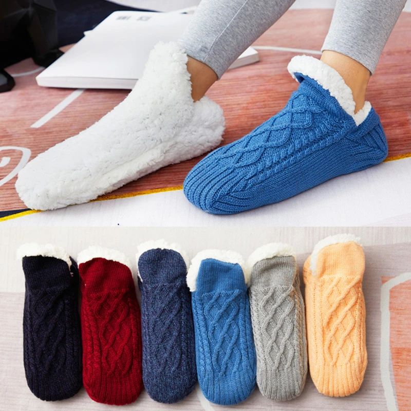 Men Thermal Slipper Socks Fuzzy Non Slip Winter Floor Socks grey 35 39(240mm) (6 7)
