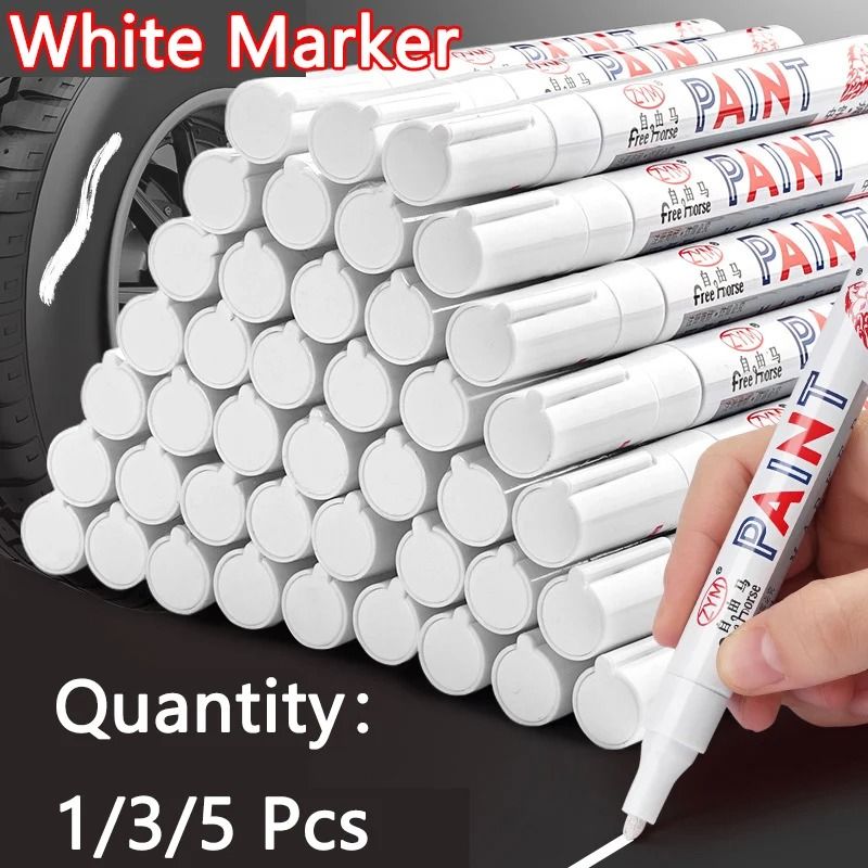 Professional White Marker Pen Set Waterproof Oily Graffiti & Sketching Tools 5 Pcs 2.0 Mm