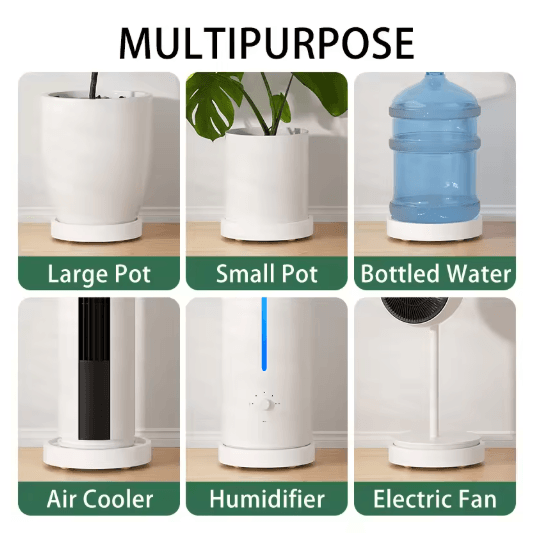 Modern Ultra Slim Caster Plant Pot Tray Ins Style Movable Base With Wheels no.4 5 Steel White