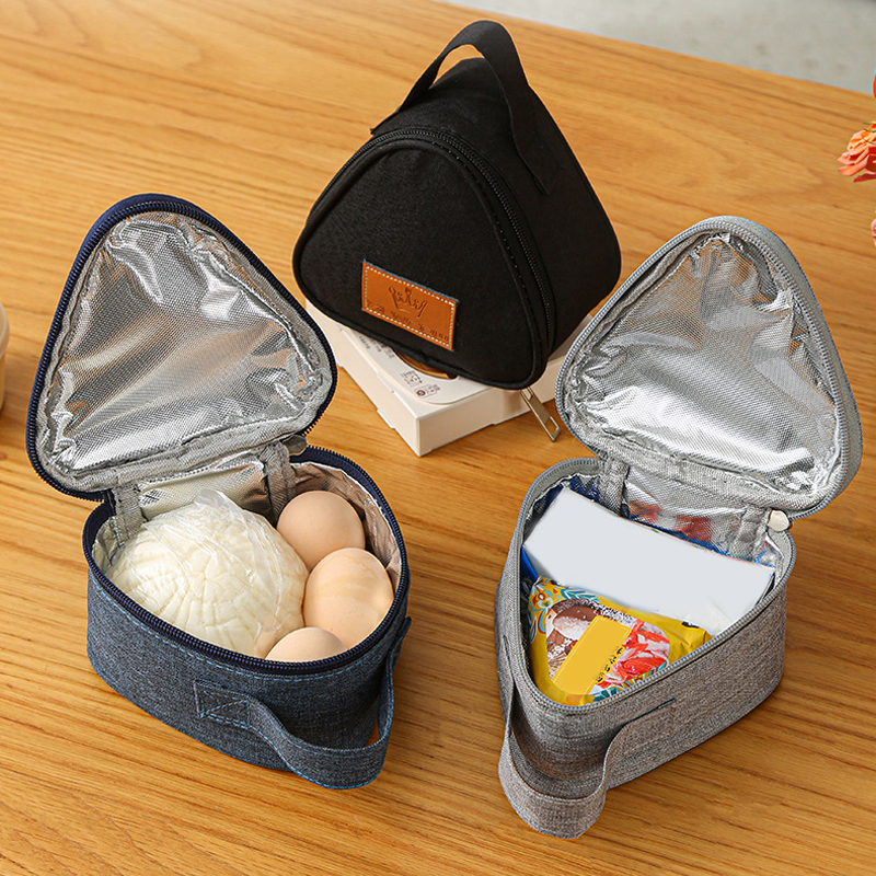 Cute Portable Lunch Box, Mini Aluminum Foil Student Bag, Outdoor Rice Ball Holder black