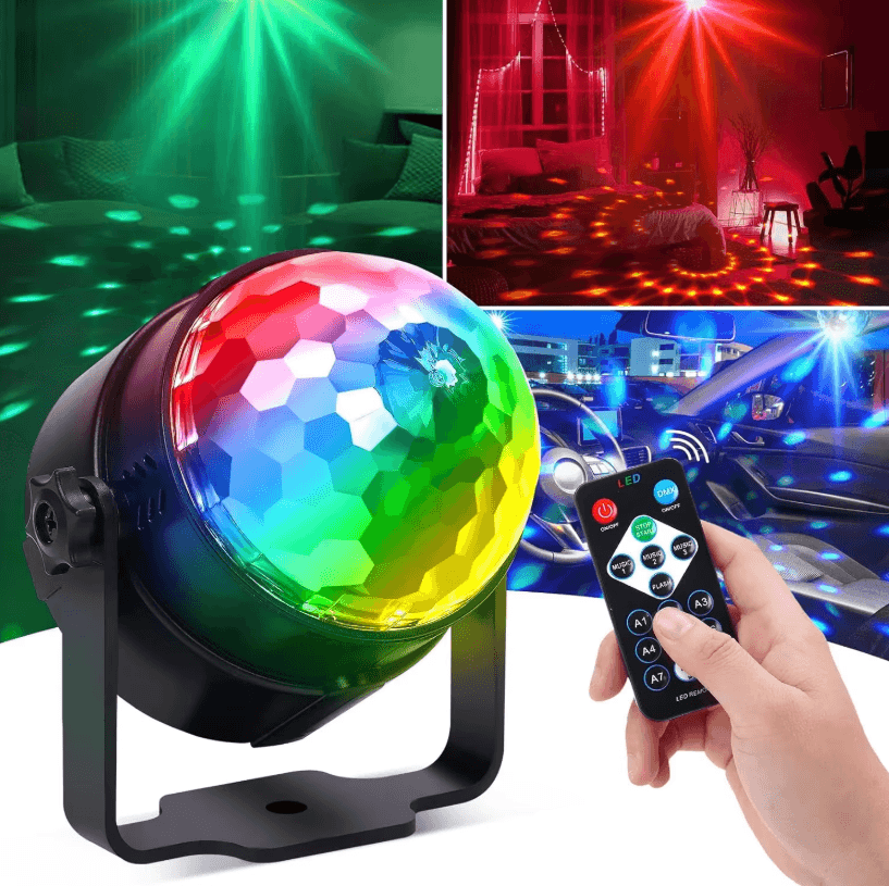 RGB LED Rotating Party Light Sound Controlled DJ Stage & Disco Lamp With Remote eu Plug