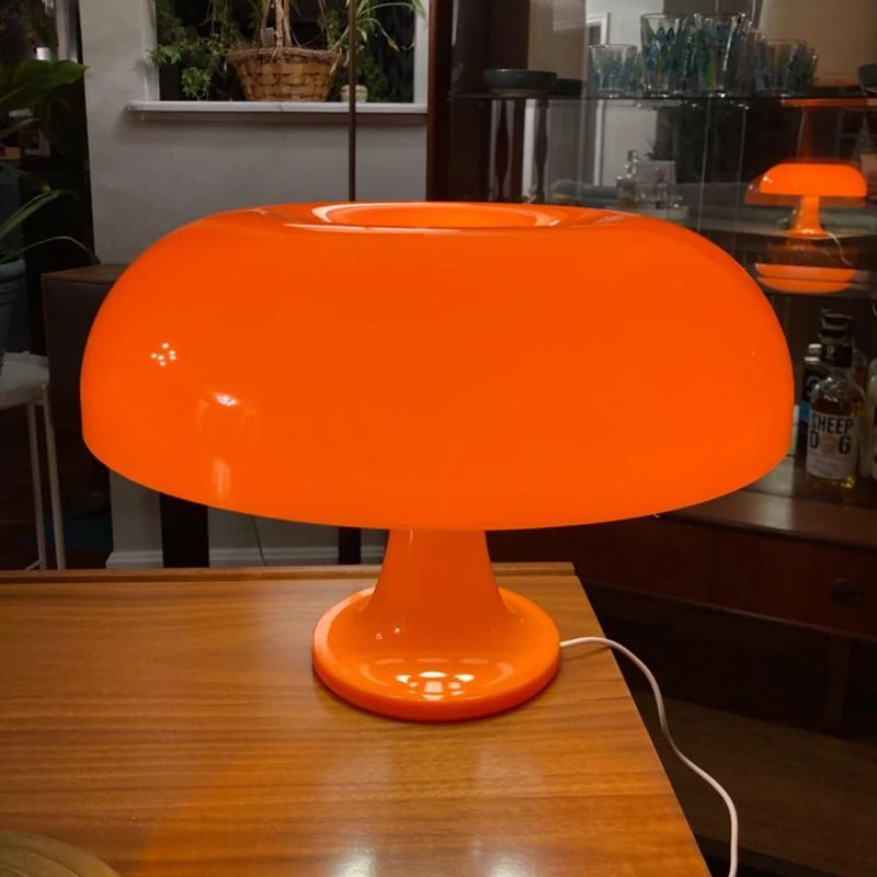 Italian Designer Mushroom LED Table Lamp, Modern Minimalist Bedside Light For Hotel Bedroom Living Room Desk Decor orange eu