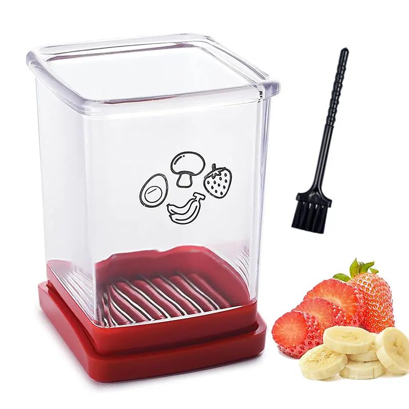Speed Cup Fruit Slicer With Push Plate Easy Banana & Egg Cutter For Quick Salads 1pc With 1 Brush