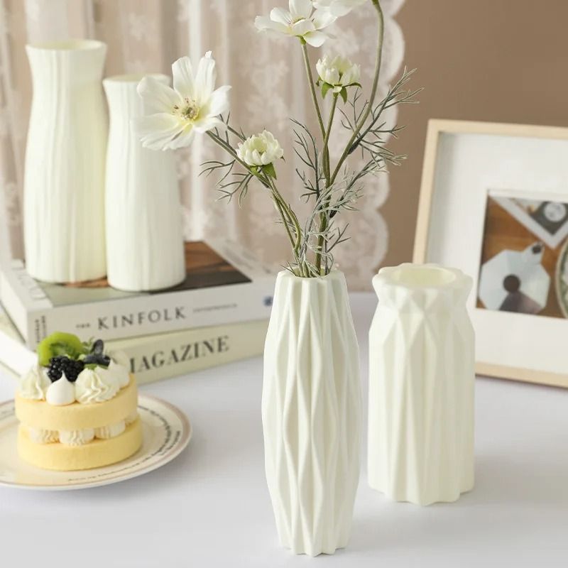 Minimalist Silver Willow Simple Plastic Vase small Pan Wood