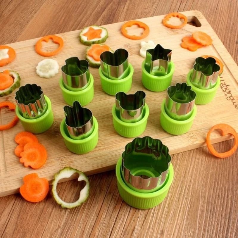 Stainless Steel Decorative Fruit And Vegetable Cutter Set green 6pcs