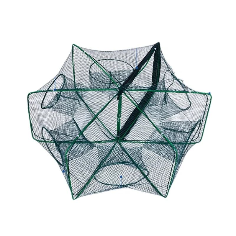 Portable Folding Fishing Net Cage 6 8 10 Hole Mesh Trap For Crab, Crayfish, And Shrimp 6 Holes