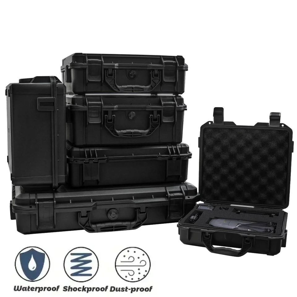 Universal Waterproof Shockproof Hard Tool Case With Pre Cut Foam Insert Portable Plastic Carry Storage Box Organizer 380x310x145mm