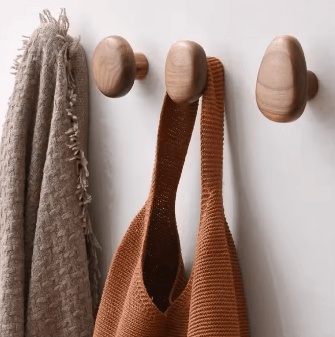 Scandinavian Solid Wood Wall Hook Pebble Style Coat Hanger h