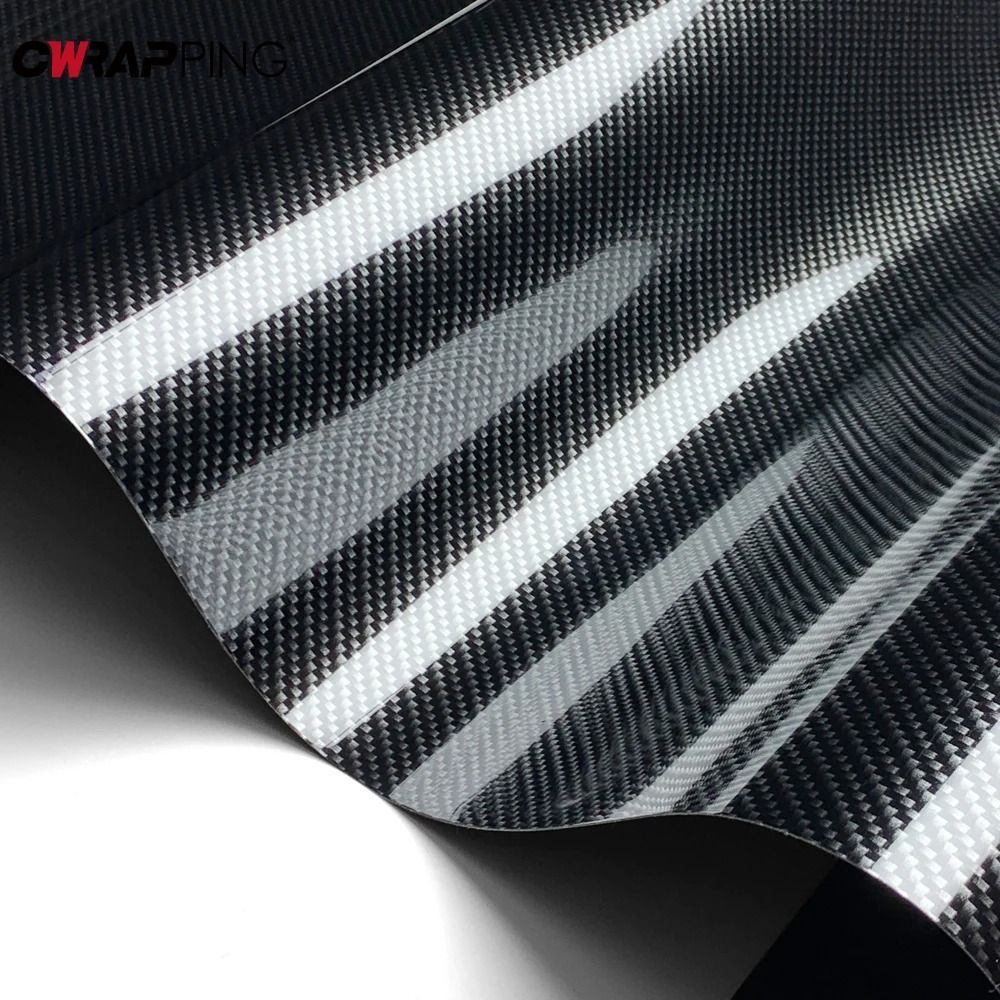 Carbon Fiber Vinyl Wrap Sticker Self Adhesive Waterproof Car Protection Film silver 50x300 Cm