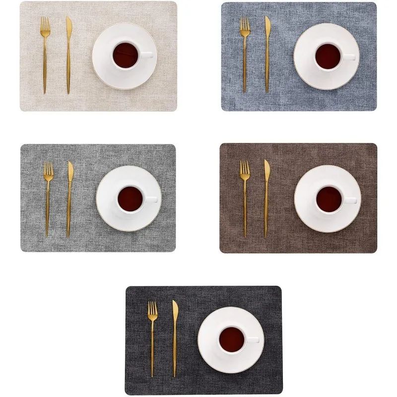 Faux Leather Placemats Set Waterproof, Heat Resistant, Non Slip Wipeable Table Mats green 4pcs 16.93x11.81 In