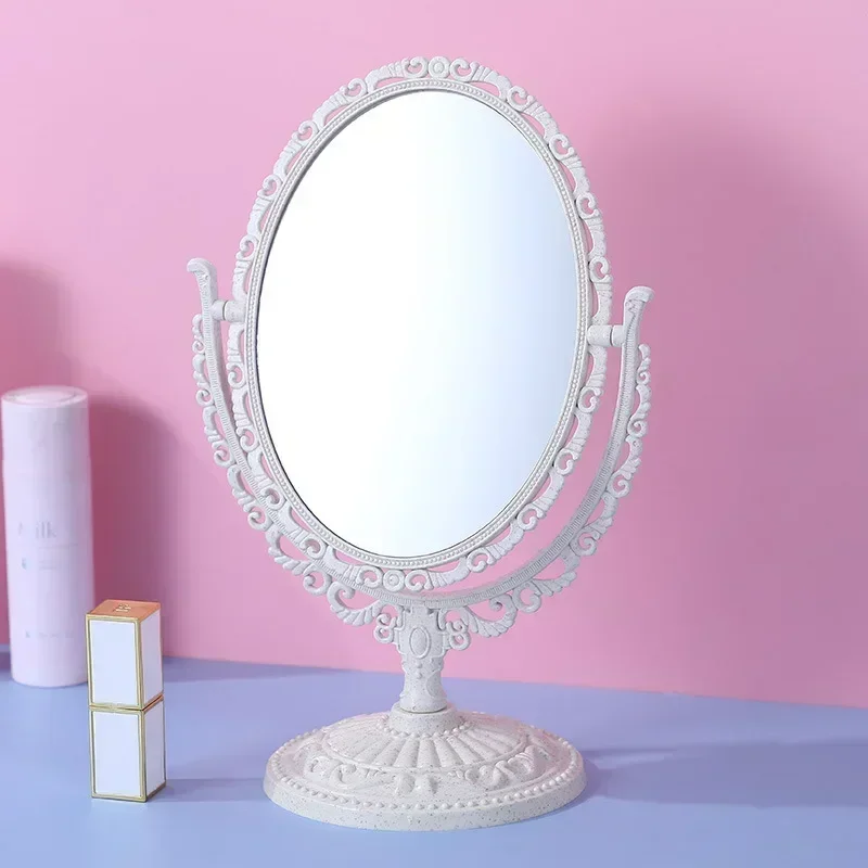 Oval Pink Heart Shape Style Retro Make Up Mirror For Dormitory pink Round