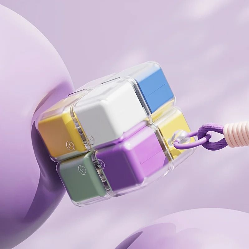 1PC Creative Magic Cube 8 Grid Medicine Storage Box Sealed And Moisture Proof Travel Essential white