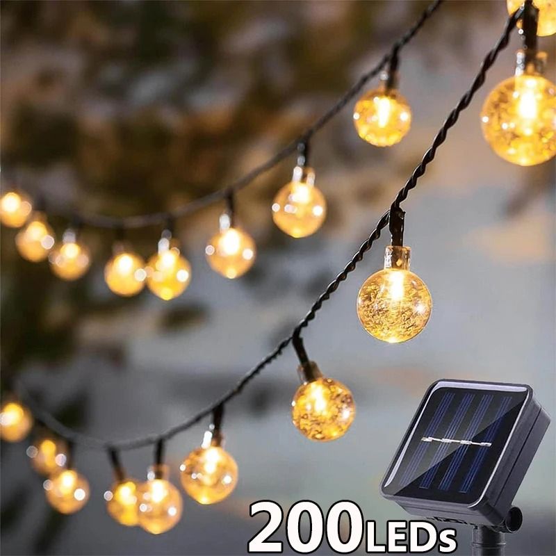 Solar String Lights Outdoor Crystal Fairy Light Set white 39 Ft (100 Led)
