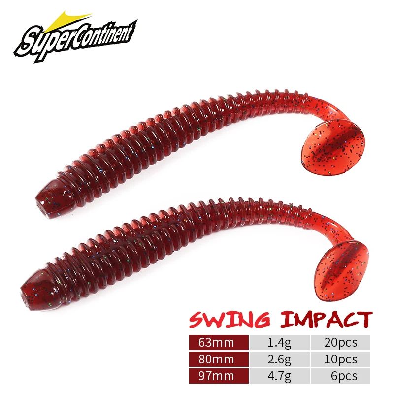 Impact Ring Shad Soft Plastic Swimbait Paddle Tail Lure Set 63mm 80mm 97mm a 97mm 6pcs