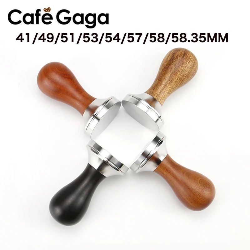 Premium Adjustable Coffee Tamper With Wooden Handle & Stainless Steel Base 2.01in 2.09in 2.24in 2.30in honey Brown Wood 1.61in
