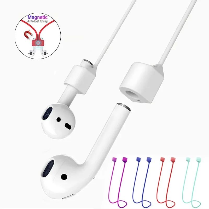 Magnetic Silicone Wireless Earbuds Neck Strap For AirPods & Bluetooth Earbuds Anti Lost Lanyard a green