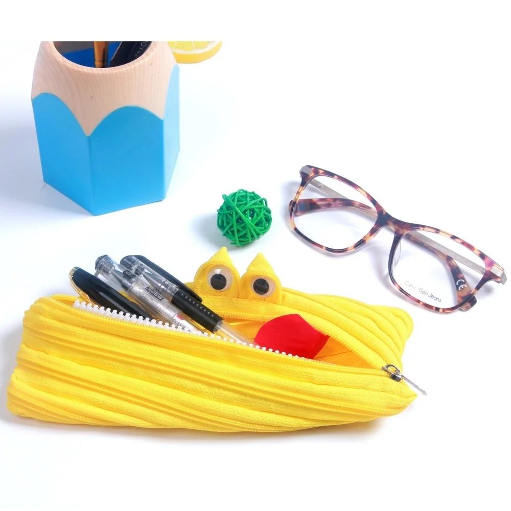 Monster Pencil Case Large Capacity Cute Pencil Pouch Zipper Pen Case For School red