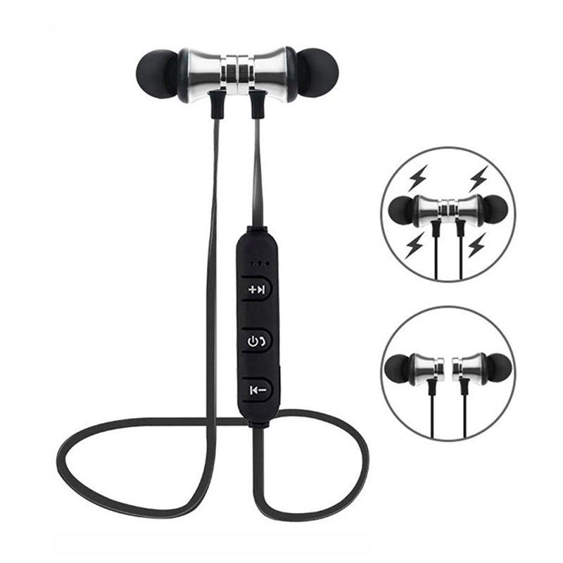 Sports Running Bluetooth Earphone, Magnetic Wireless Headset, Bass Stereo Headphones, With Microphone For All Phones gold