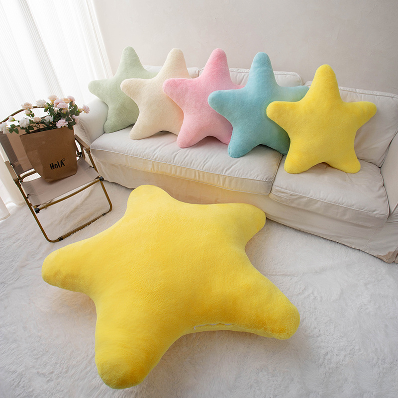 Colorful Star Plush Pillow Natural Sky Stuffed Cushion Pink Yellow Blue Green Cream Sofa Chair Bed Decor blue