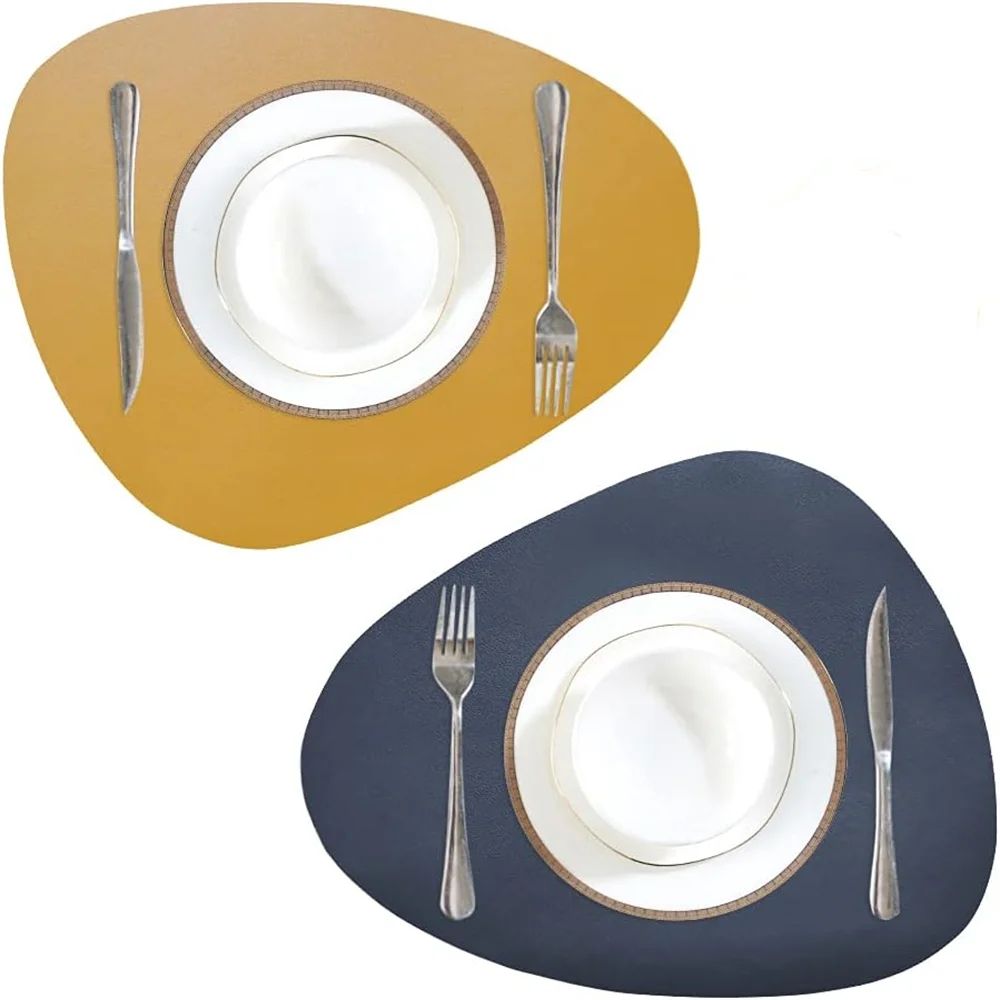 Waterproof Faux Leather Placemats Set Wipeable, Heat Resistant, Non Slip Table Mats dark Coffee