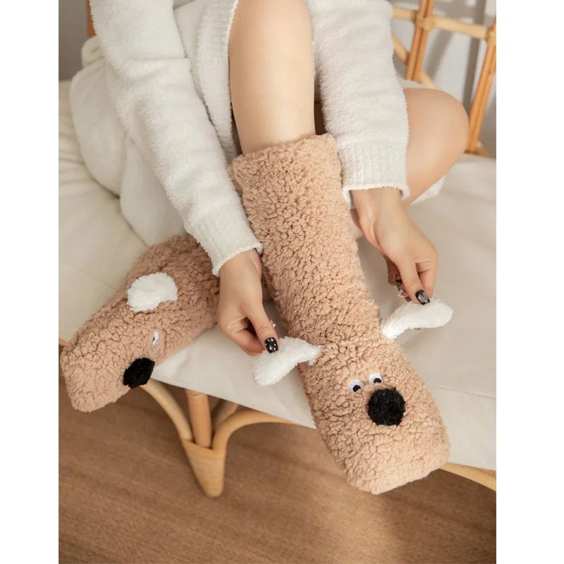 Ultra Soft Thickened Coral Fleece Socks For Women Cozy Winter Home & Sleep Socks black