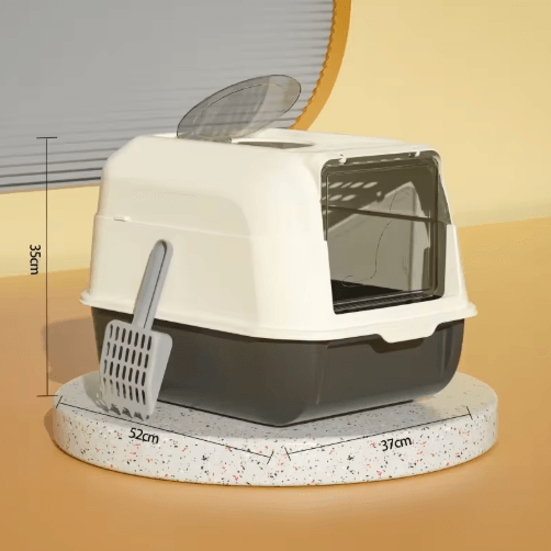 XL Fully Enclosed Anti Spill Cat Litter Box Odor Proof With Carry Handle black Thickened