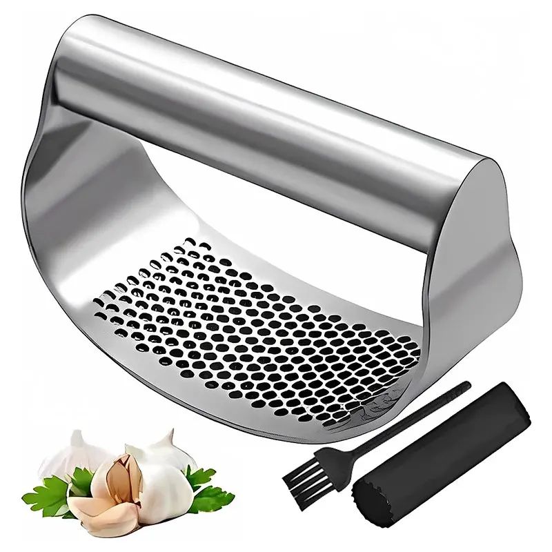 Stainless Steel Garlic Press Rocker Manual Garlic Crusher Tool For Easy Mincing black