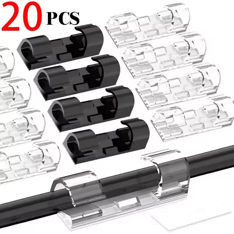 Adhesive Cable Clips 20 Pack Self Adhesive Desk & Home Cord Organizer For Clean Cable Management white 20pcs