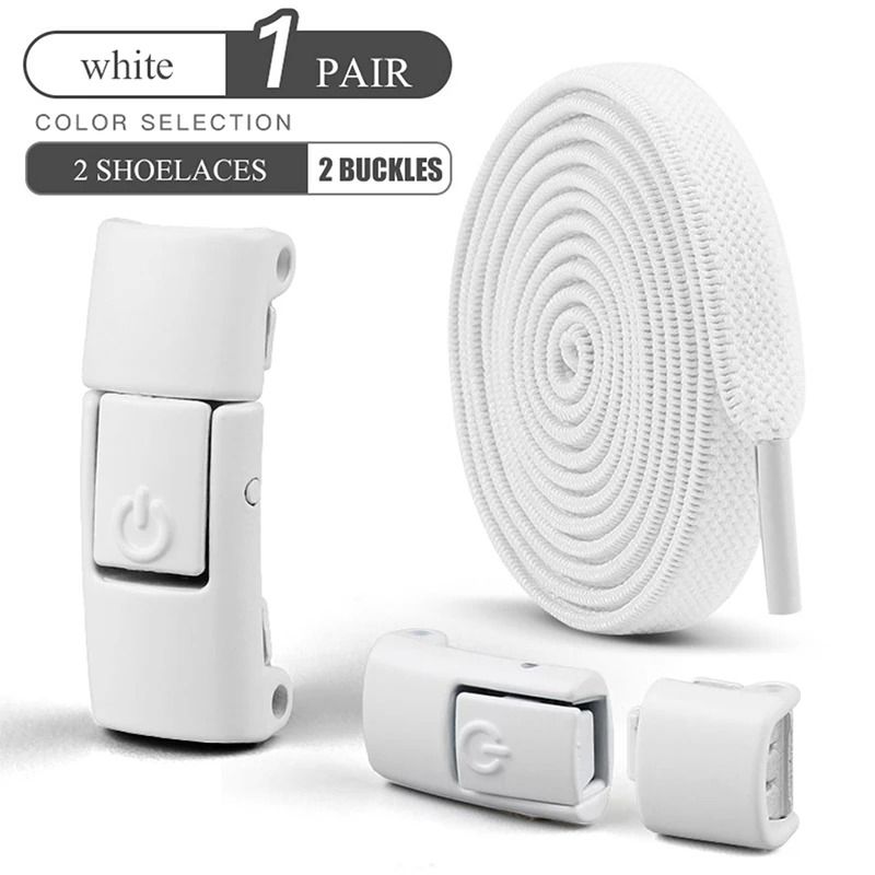 No Tie Elastic Shoelaces Press Lock 100cm Flat Shoe Laces For Kids And Adults 2 Pairs Black