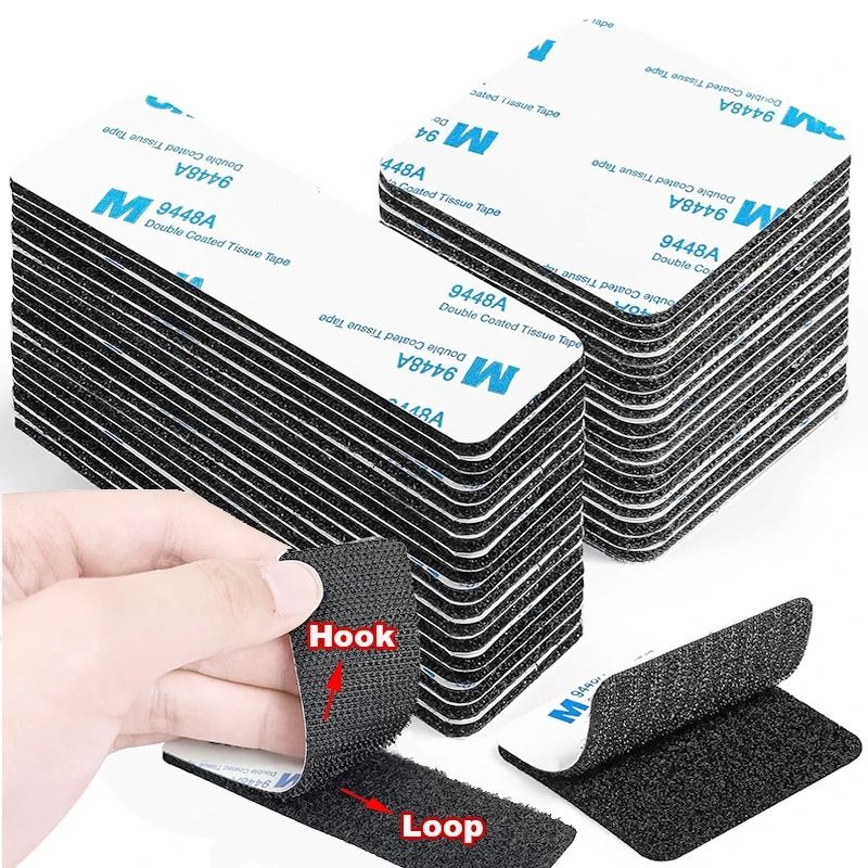 Self Adhesive Hook And Loop Fastener Tape Strong Nylon Mounting Pads white 50x50 Mm 10 Pcs