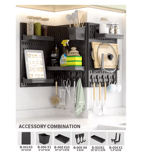 Multi Functional Entryway Storage Rack Doorway Organizer With Hooks And Partition Boards w Dolls Holder L