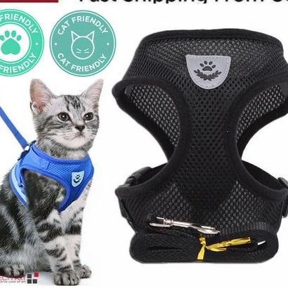 Adjustable Cat Dog Harness, Reflective Control Vest, Leash For Dogs, Pet Safety orange l