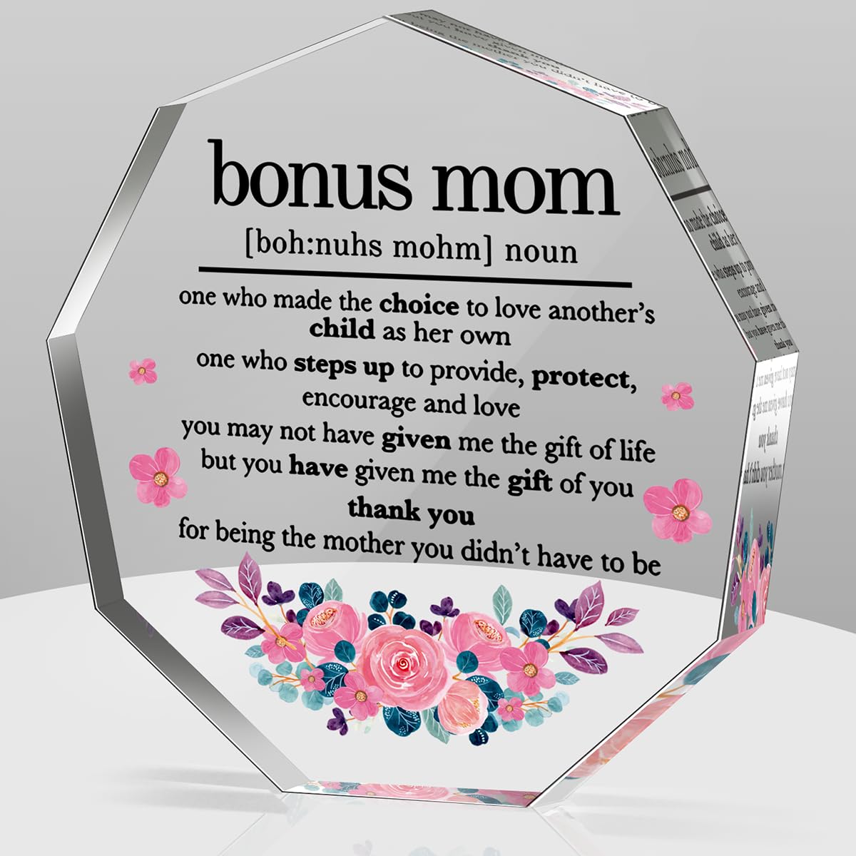 Acrylic Decorative Signs For Bonus Mom Gifts, Mother's Day Plaques, Birthday And Christmas Gifts Acrylic Decorative Signs For Bonus Mom Gifts, Mother's Day Plaques, Birthday And Christmas Gifts