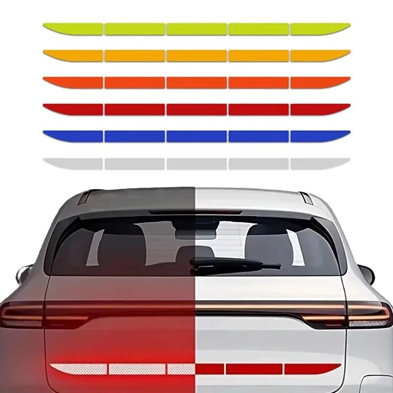 Reflective Car Decal Safety Warning Strips Universal Anti Collision Night Reflector Tape For Vehicle Visibility white