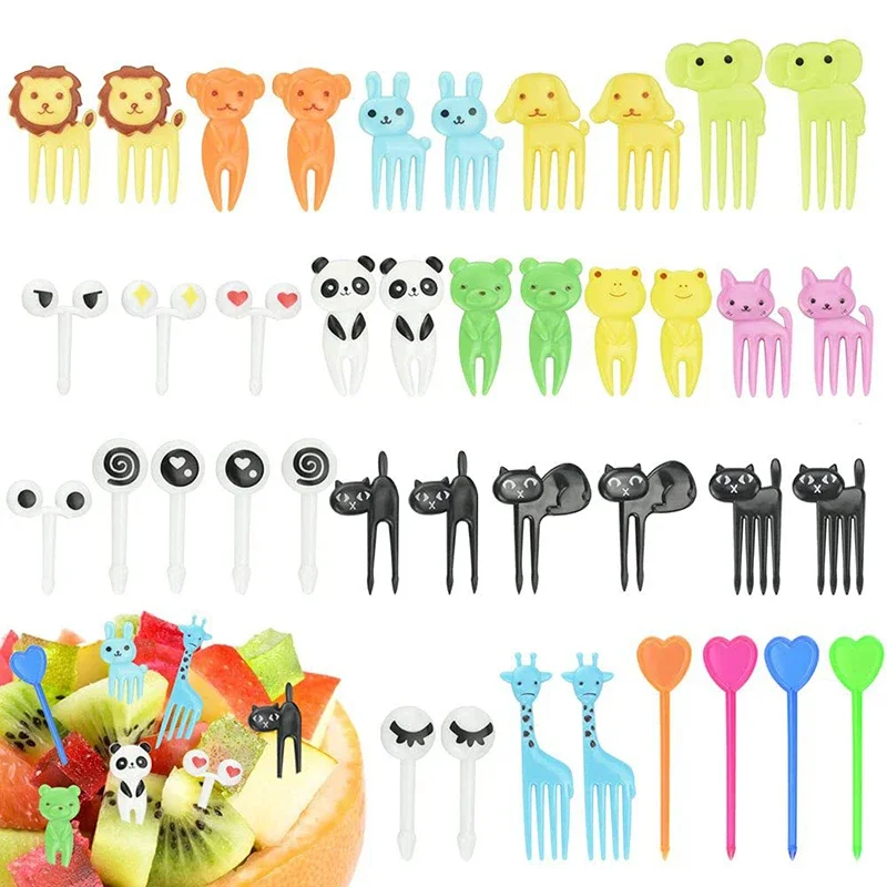Animal Food Picks Mini Forks For Kids, Cute Fruit Fork Bento Box, Bento Accessories, Food Decoration Fork, Fun Food Pick 10pcs Random