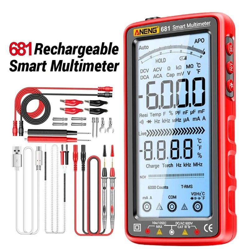 Professional Ultra Slim Rechargeable Digital Multimeter red Pro