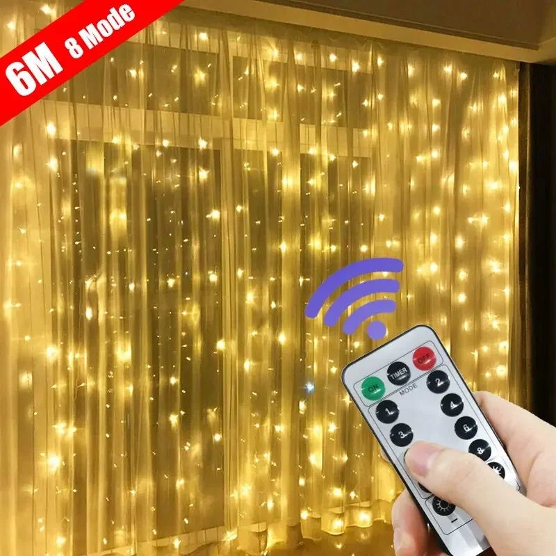 USB Powered LED Curtain Fairy Lights Garland 6x3 M Or 3x3 M With Remote For Holiday And Decor white 9.84ft X 6.56ft