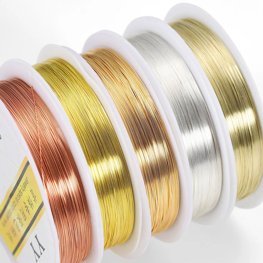 Gold Plated Beading Wire Copper Cord Roll (0.21.0mm) For DIY Jewelry Making silver 0.3mm X 15m